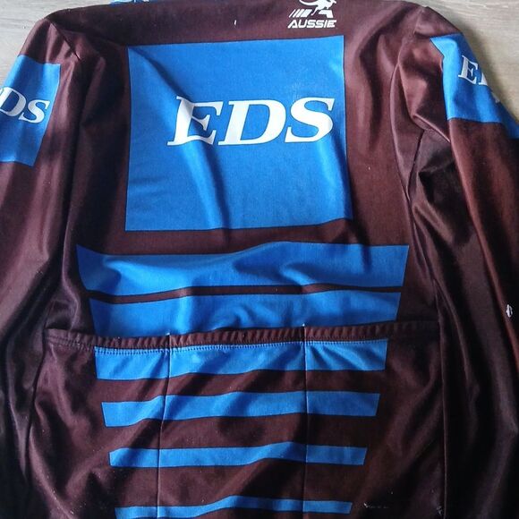 Vintage Aussie EDS TEAM Cycling Jersey with Blue Accents Full Zip Long Sleeves - Picture 11 of 11